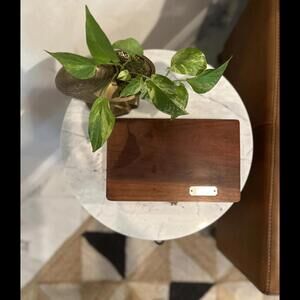 Purple Velvet Lined Wooden Lock Box